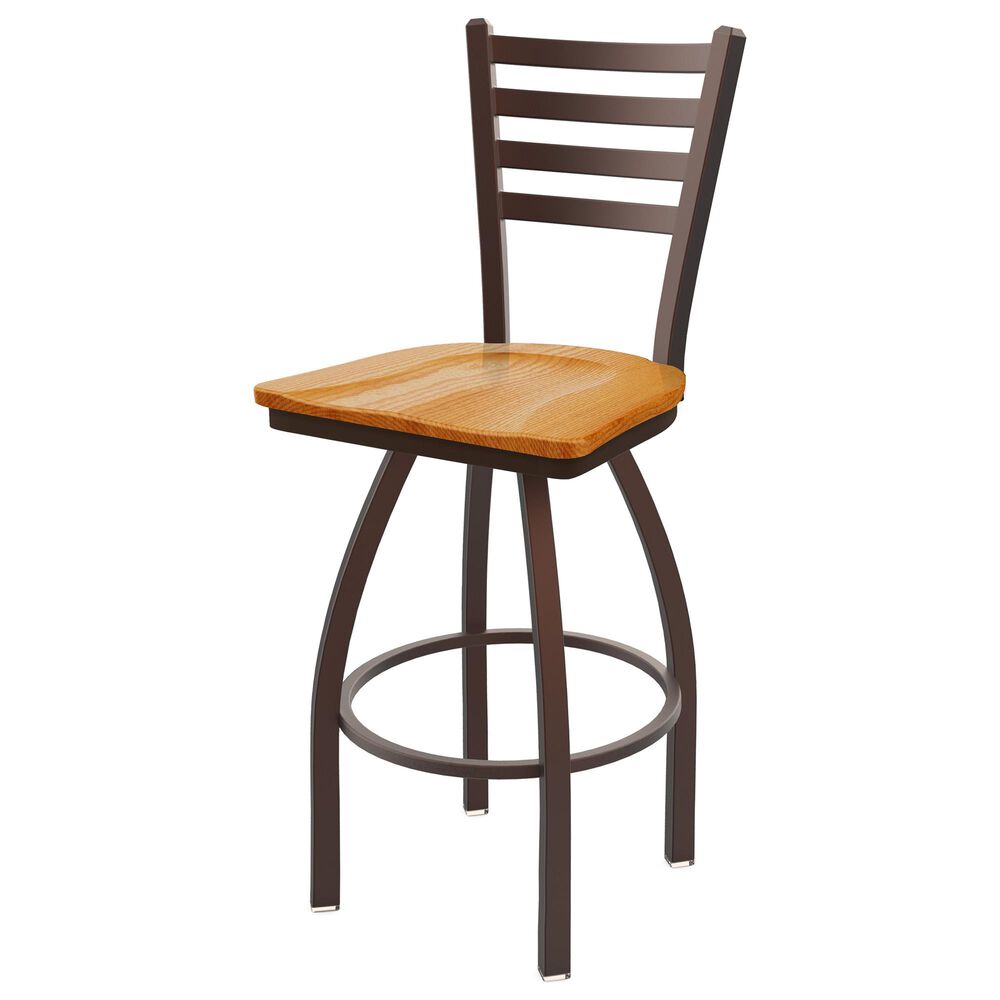 Holland Bar Stool 411 Jackie 25" Low Back Swivel Counter Stool with Bronze and Medium Oak Seat, , large