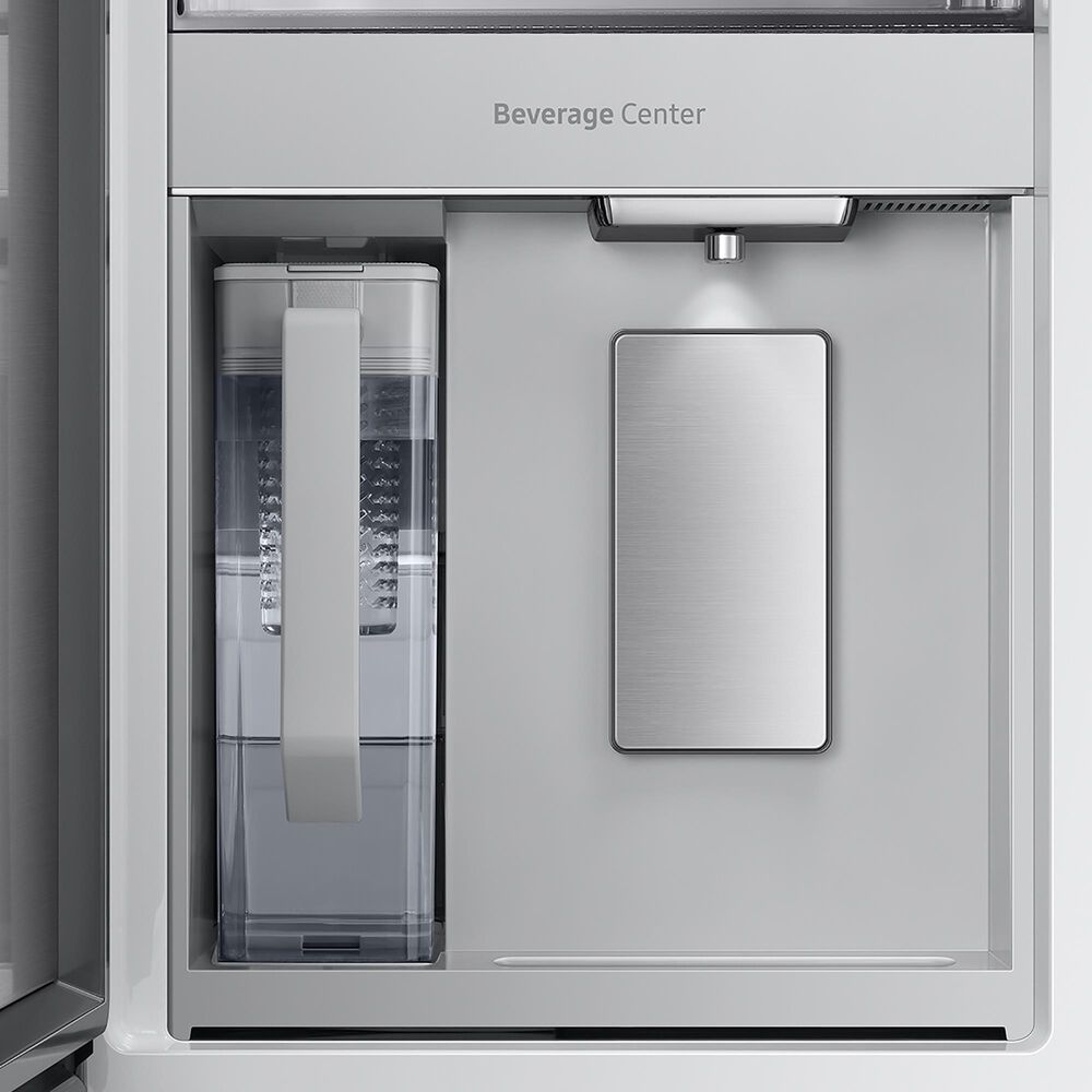 Samsung Bespoke Bespoke 23 Cu. Ft. Counter Depth 4-Door French Refrigerator with Family Hub and Top Left Panel in Charcoal Glass and Matte Black Steel Middle and Bottom Panels, , large