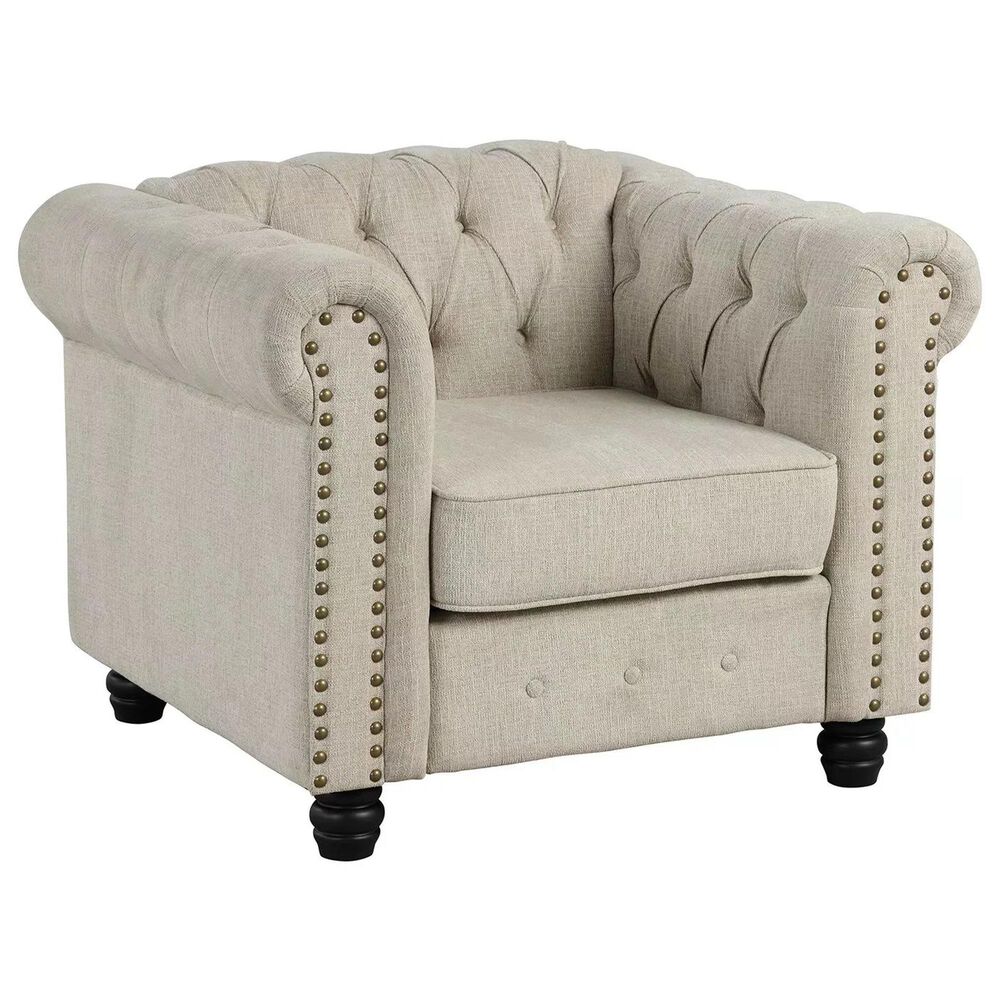 Morden Fort Chesterfield Accent Chair in Beige, , large