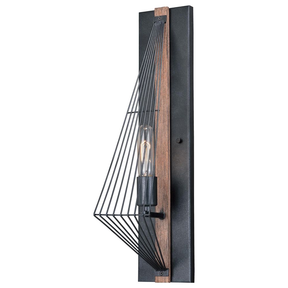 Vaxcel Dearborn 1-Light Wall Sconce in Black Iron and Burnished Oak, , large