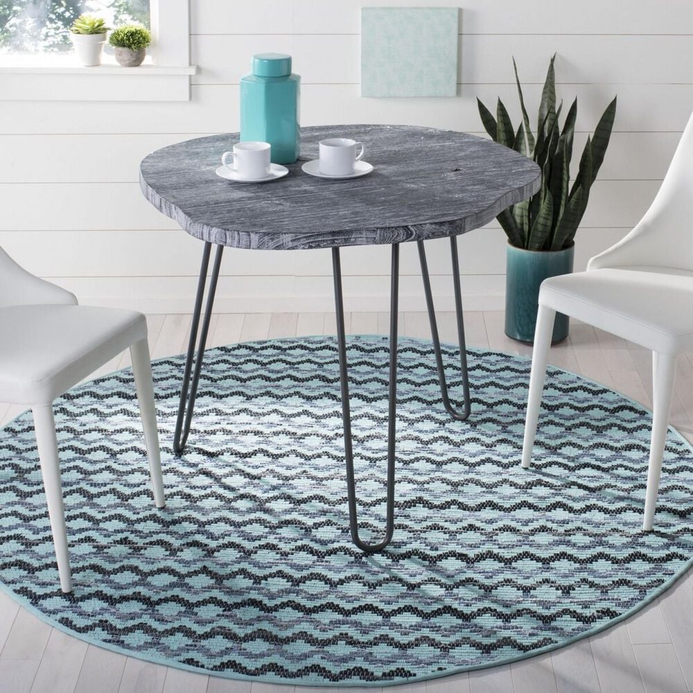 Safavieh Montauk 6&#39; Round Turquoise, Blue and Black Area Rug, , large