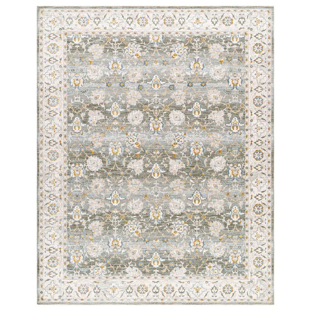 Surya Dresden Deep Teal, Taupe, Dusty Sage, Off-White, Light Gray, Mustard and Olive 12" x 15" Area Rug, , large
