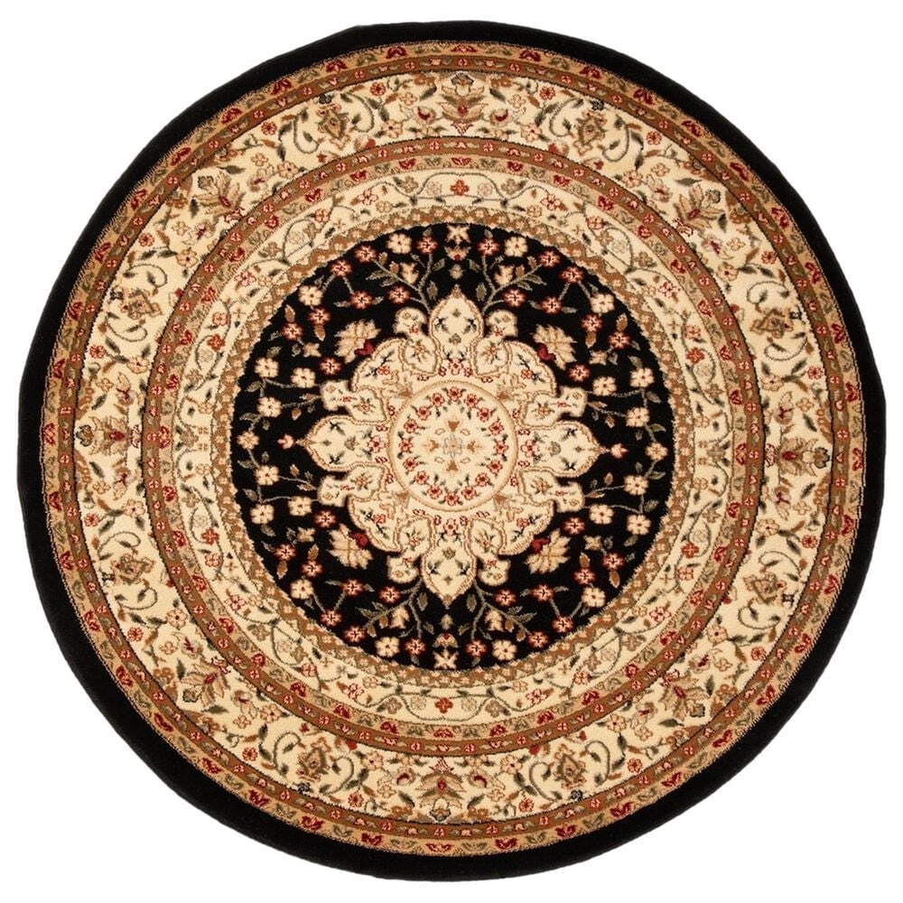 Safavieh Lyndhurst LNH213 5"3" Round Black and Ivory Area Rug, , large