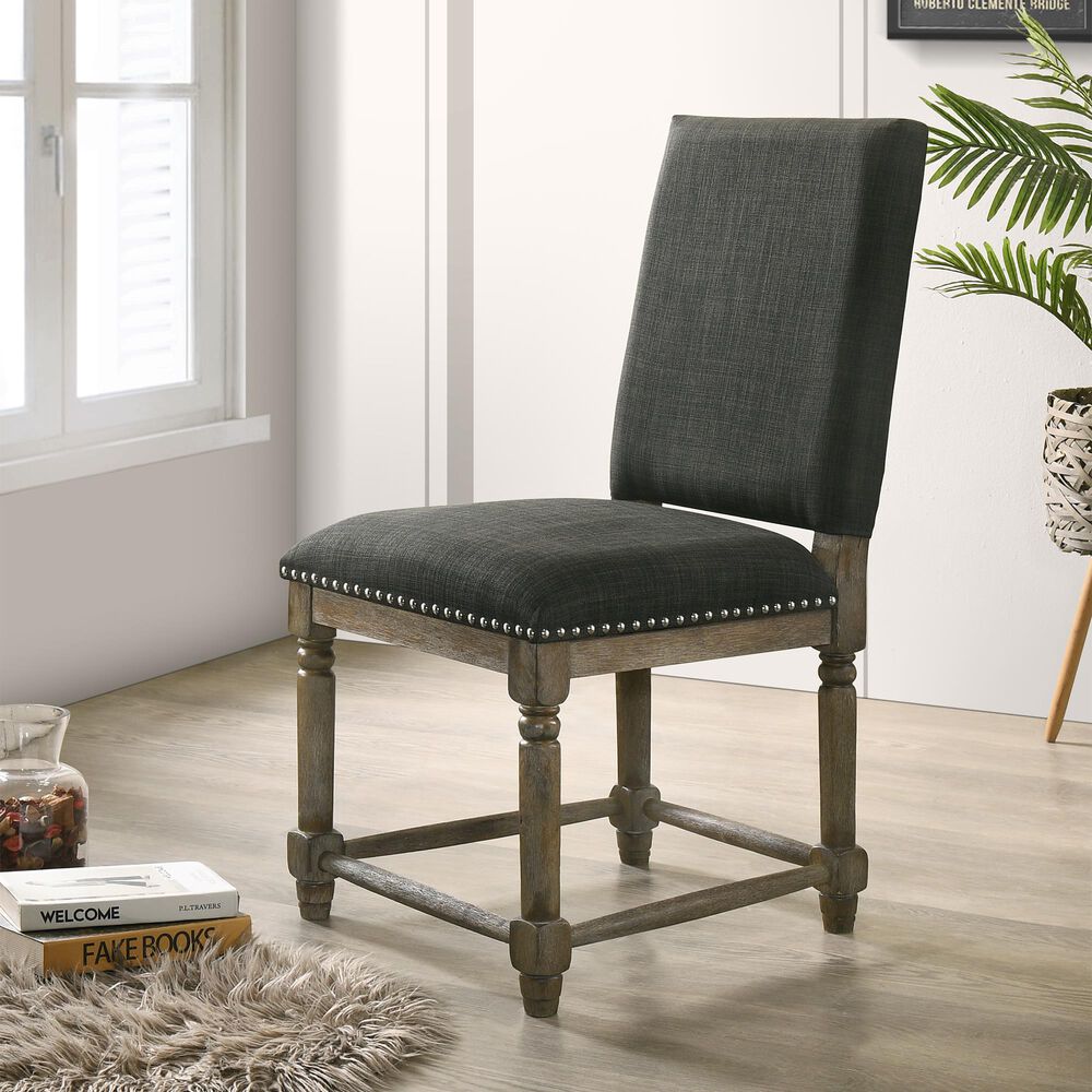 HOMLUX Side Chair with Gray Cushion in Reclaimed Gray (Set of 2), , large