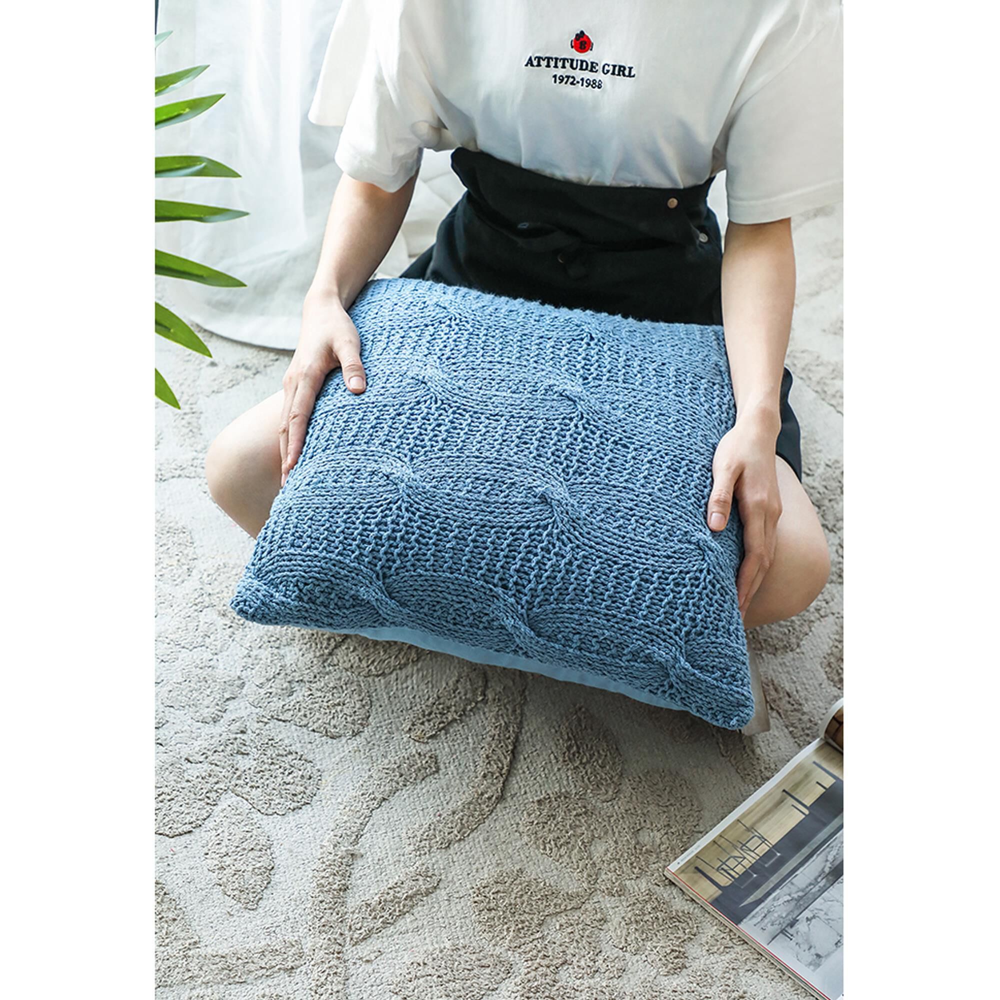 Blue knit pillow shop