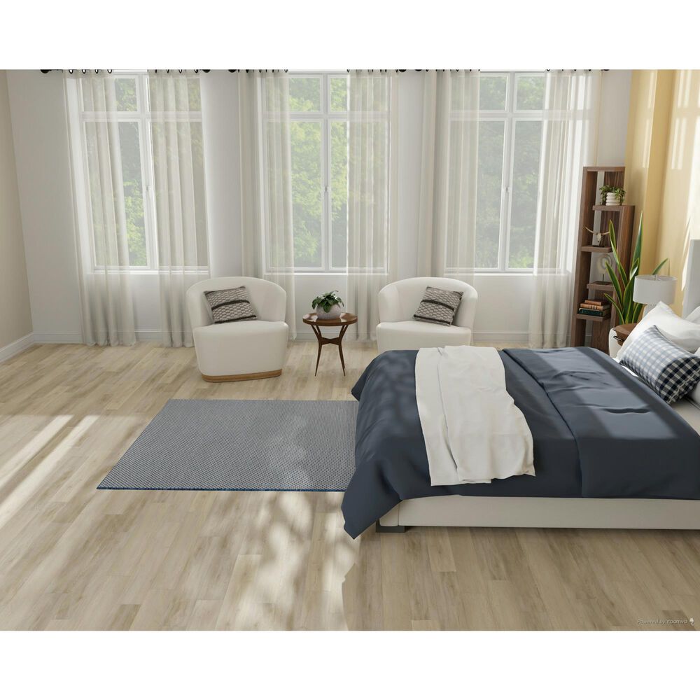 Nourison Courtyard Ivory and Blue 5&#39; Square Indoor/Outdoor Area Rug, , large