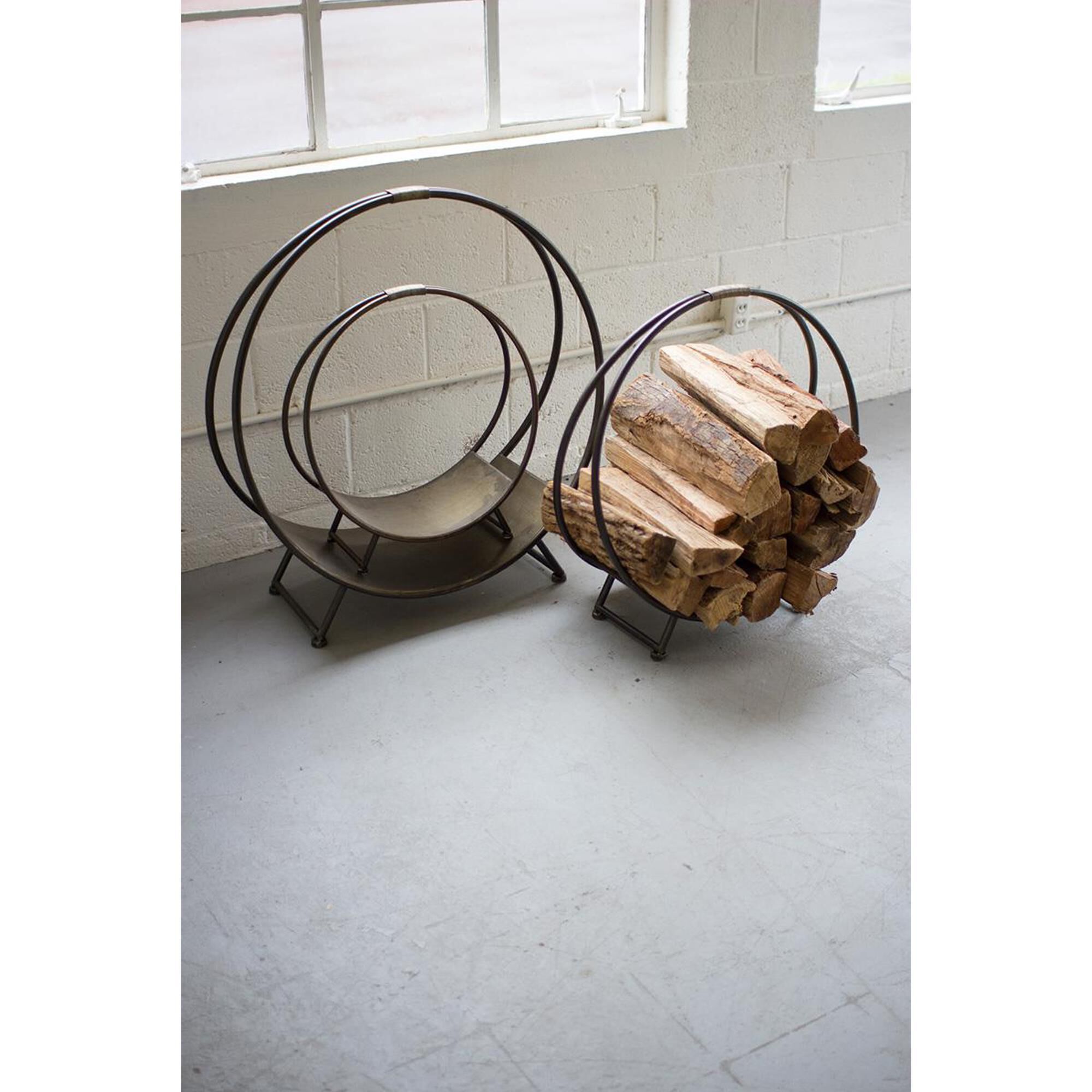 Kalalou Metal Firewood Rack in Grey Set of 3 NFM