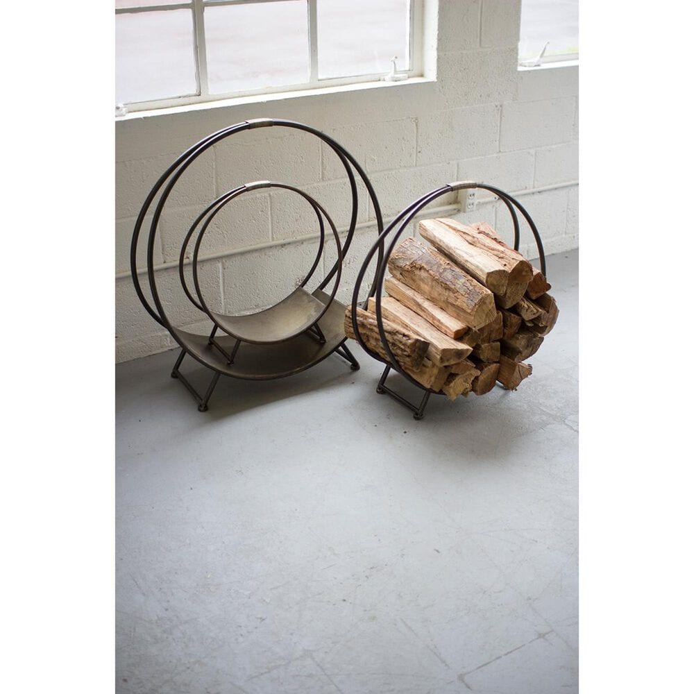 Kalalou Metal Firewood Rack in Grey &#40;Set of 3&#41;, , large
