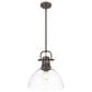 Golden Lighting Duncan 1-Light Pendant with Rod and Clear Shade in Rubbed Bronze, , large