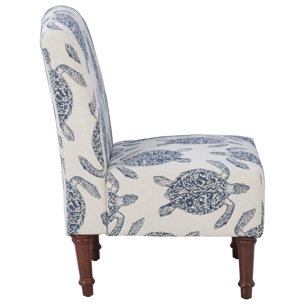 Linon Home Decor Hawksbill Accent Chair in Indigo and Cream, , large