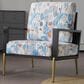 Hearth and Haven Floral Velvet Lounge Arm Chair with Gold Metal Legs in Blue, , large