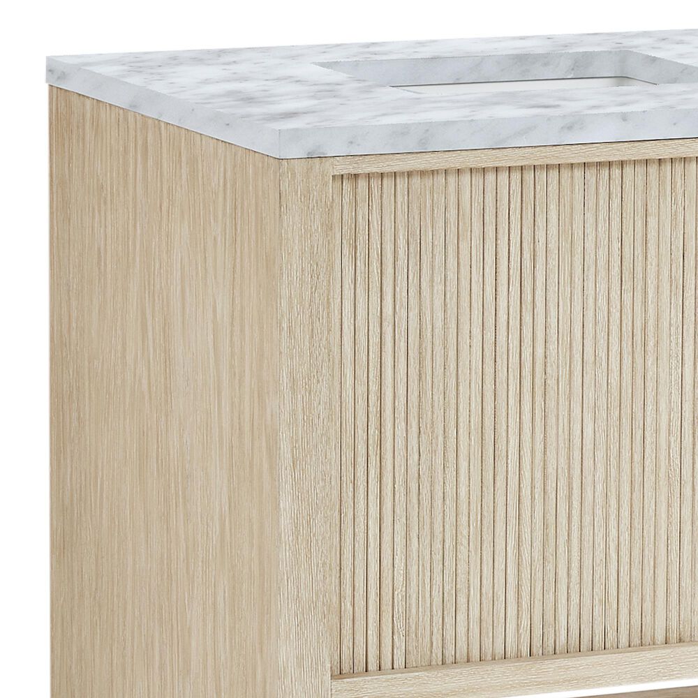 James Martin Vanities Marigot Single 72&quot; Double Vanity in Sun-washed Oak with 3 cm Carrara White Marble Top, , large