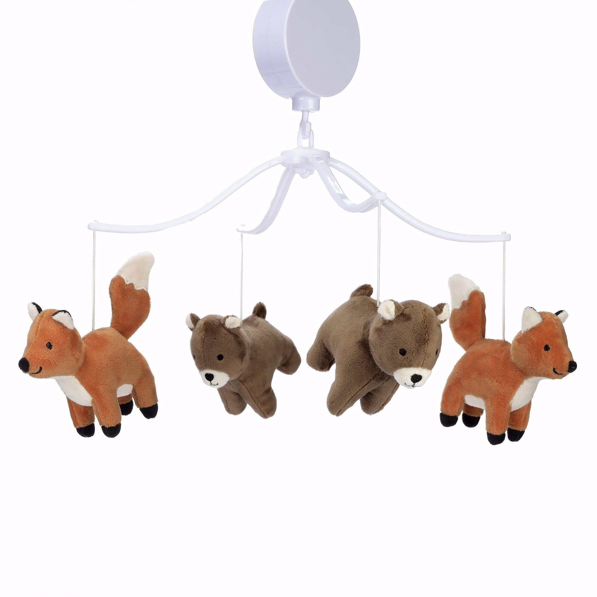 Lambs and Ivy Sleepytime Bear Musical Baby Crib Mobile Soother Toy in Rust and Brown NFM