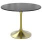 Leisuremod LeisureMod Verve Collection 36 Round Dining Table, Brushed Gold Base with Sintered Stone Black Top, , large