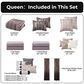 Jiangsu Royal Home Freya Stripe 24-Piece Queen Bed-in-a-Bag Microfiber Comforter Set in Brown, , large