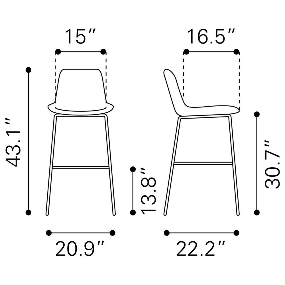 Zuo Modern Byron Barstool in Brown, , large