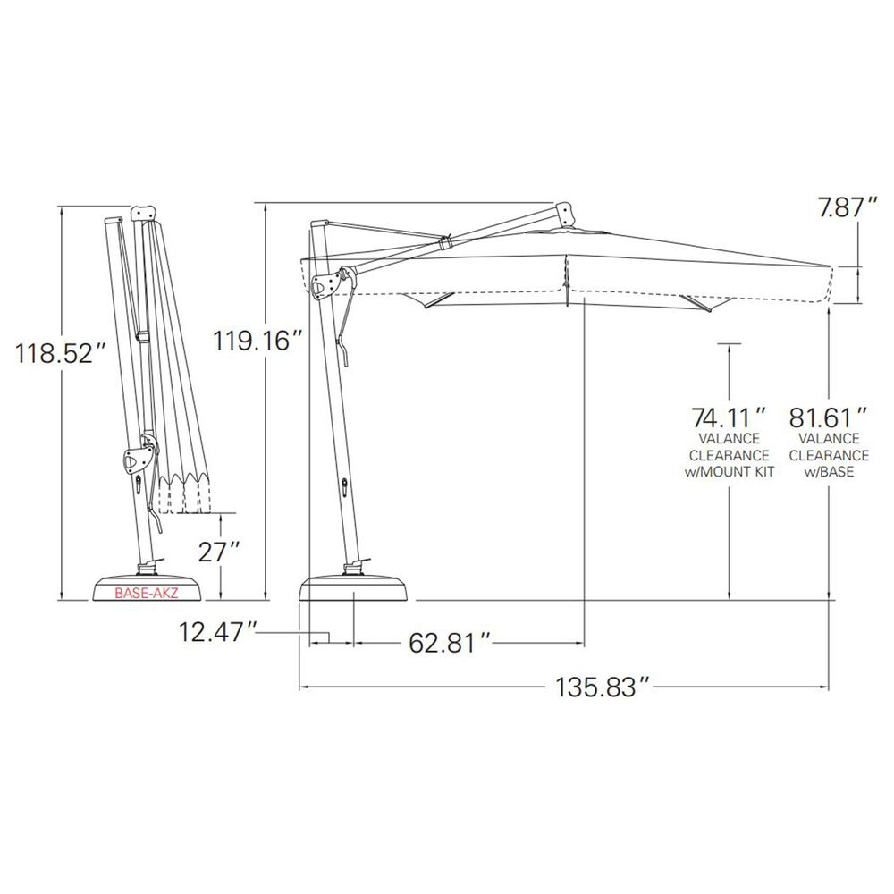 Garden Party 10&#39; Square Cantilever with Blue Jay Canopy in Black, , large