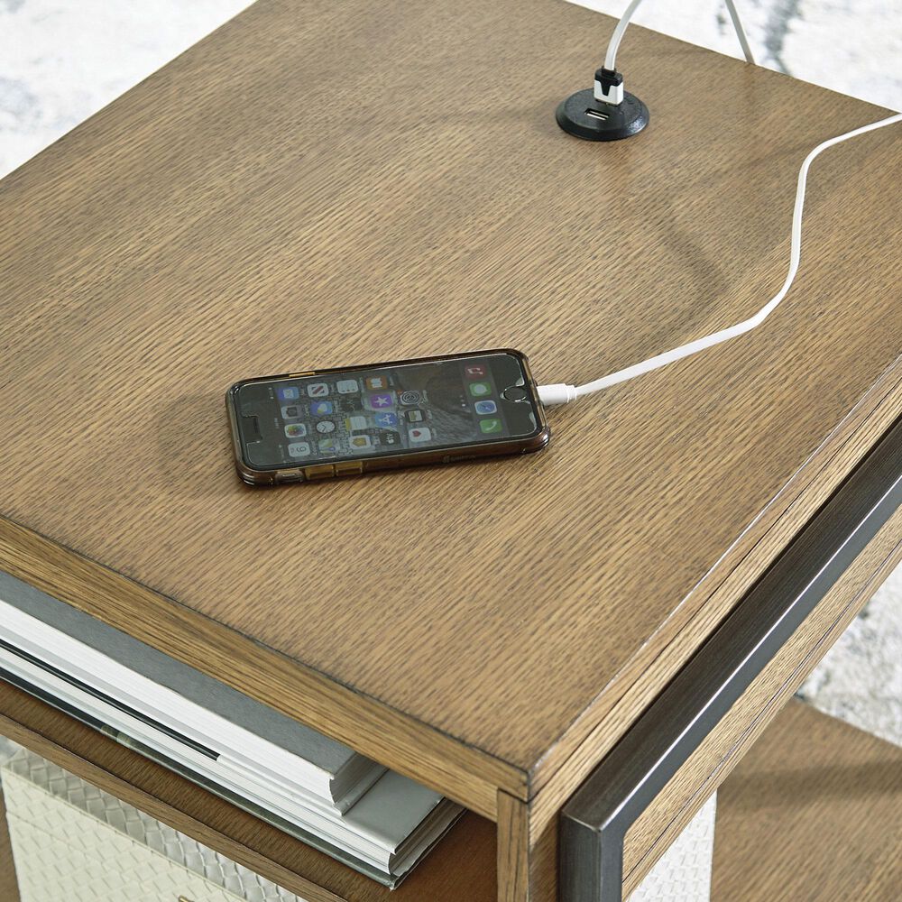 Ashley Fridley Square End Table in Black and Natural, , large