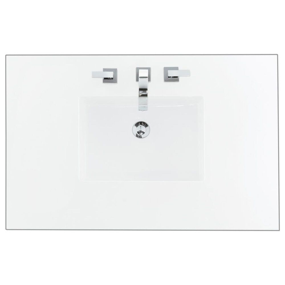 James Martin Vanities Lorelai 36&quot; Single Vanity in Whitewashed Oak with 3 cm White Zeus Quartz Top, , large