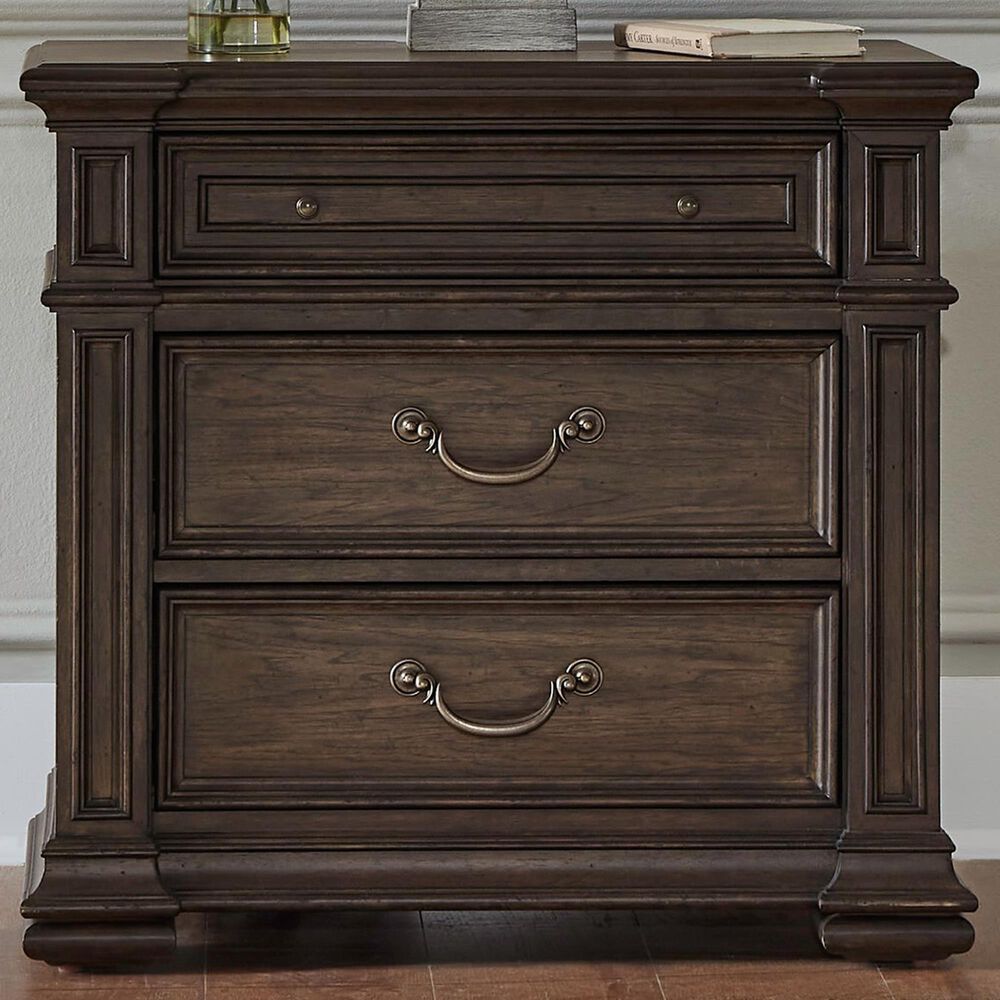 Belle Furnishings Provence Park 3-Drawer Nightstand in Chateau Brown, , large