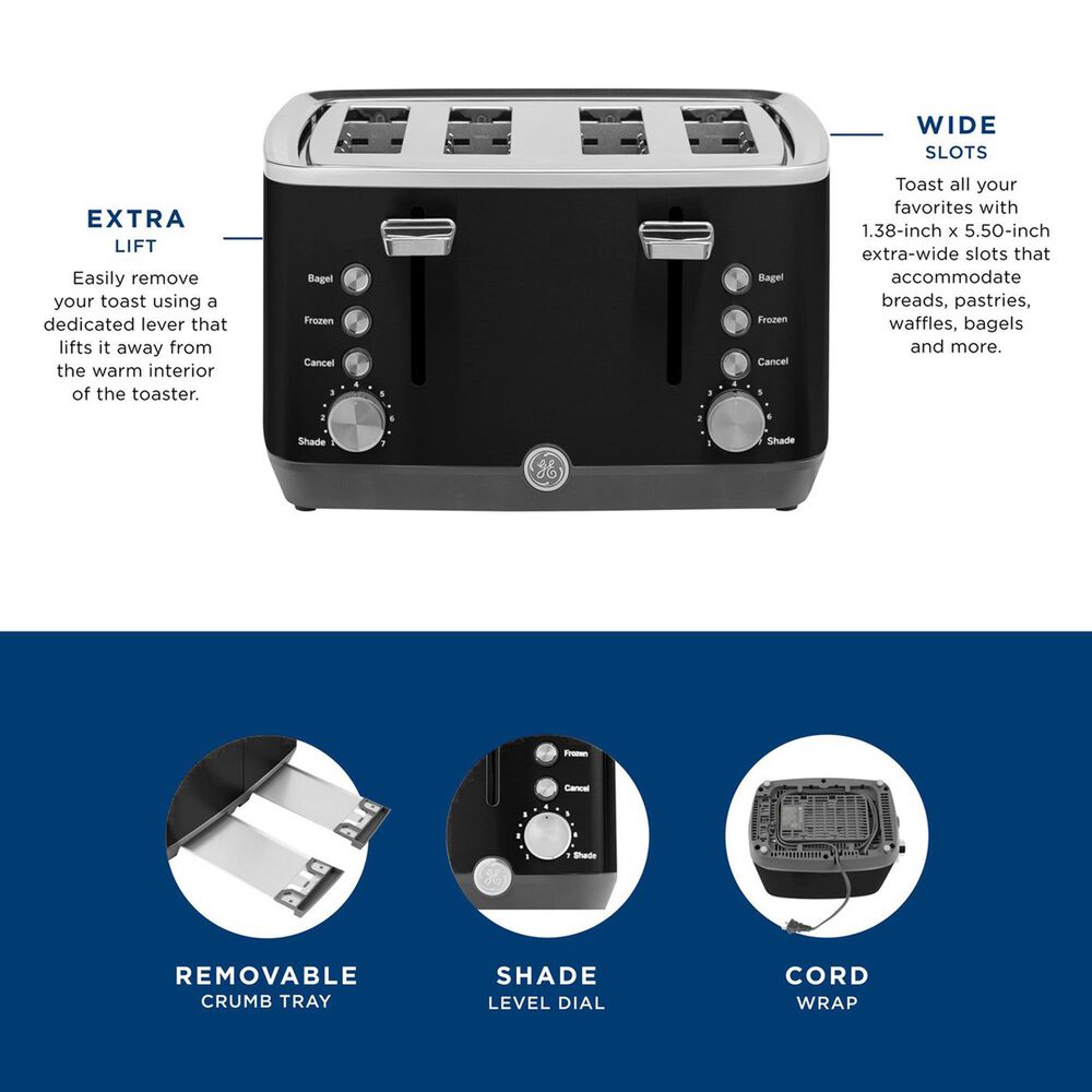 GE Appliances 4-Slice Toaster in Black, , large