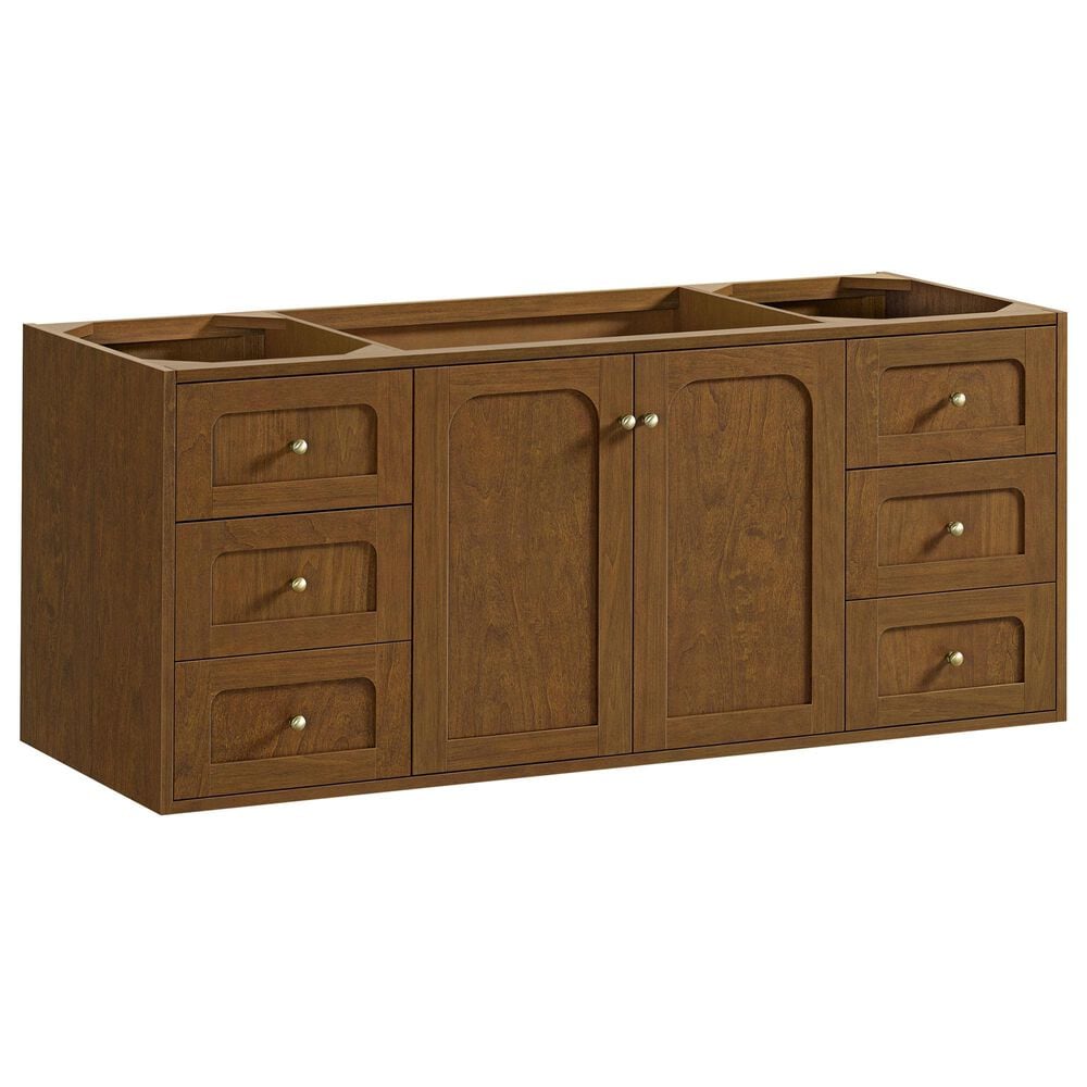 James Martin Laurent 60" Single Bathroom Vanity in Honey Oak with 3 cm Parisien Bleu Silestone Top and Rectangular Sink, , large
