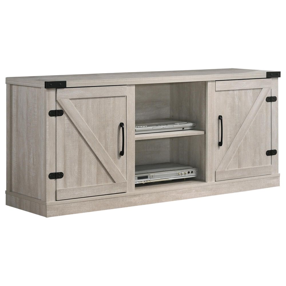 HOMLUX 58" TV Stand with Barn Cabinets and Open Shelves in Dusty Gray, , large