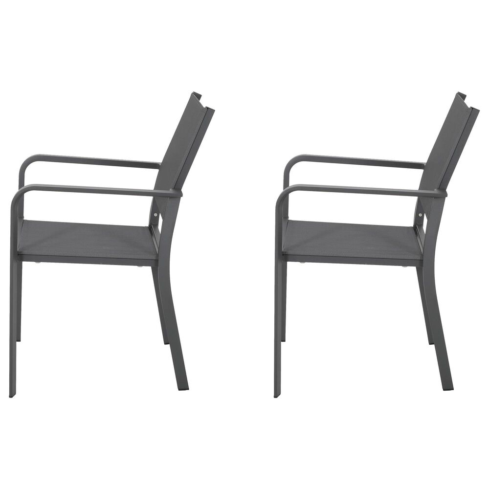 Hearth and Haven Outdoor Modern Aluminum Dining Chair with Mesh Seat in Dark Gray &#40;Set of 2&#41;, , large