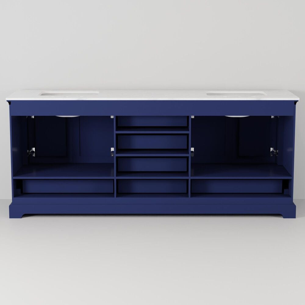 Lexora Home Dukes 80" Double Bathroom Vanity in Navy Blue with 2 cm White Quartz Top and Rectangular Sinks, , large