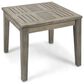 Hearth and Haven Hampton Outdoor Square Side Table with Slatted Top in Grey, , large
