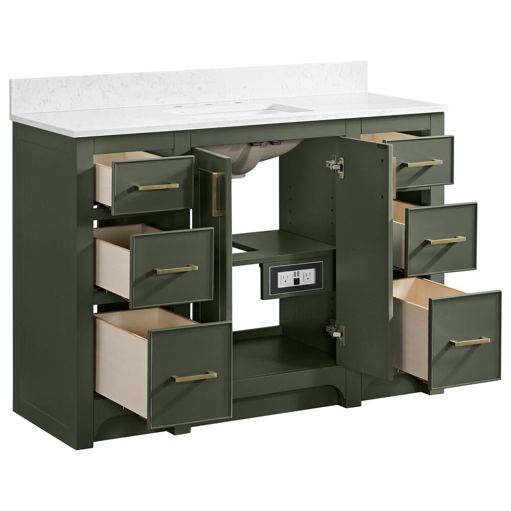 37B Lucerne 48" Single Bathroom Vanity in Deep Olive Green with Marble Top and Backsplash, , large