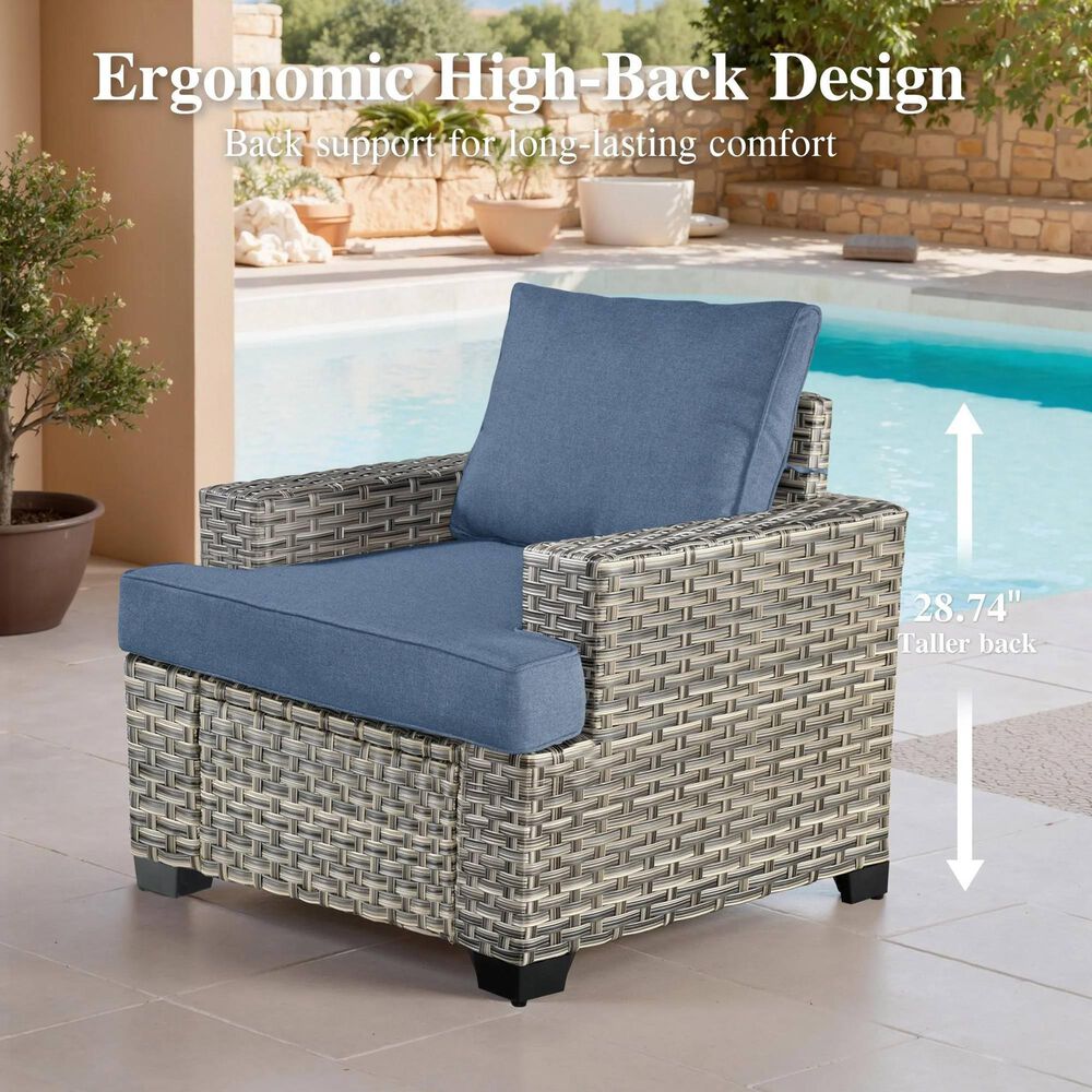 HOMLUX 7-Piece Modular Patio Conversation Set in Denim Blue, , large