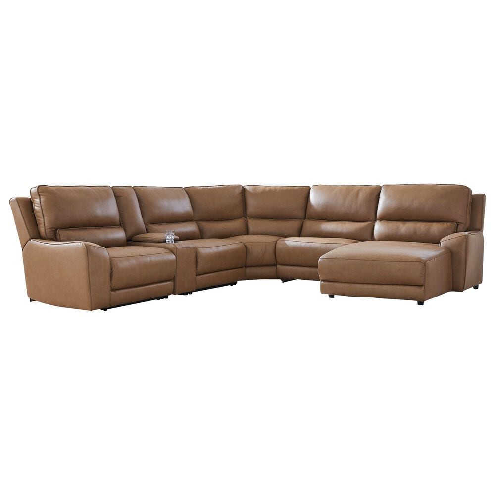 Ashley DeepWakes 6-Piece Power Right-Facing Sectional with Chaise in Caramel, , large