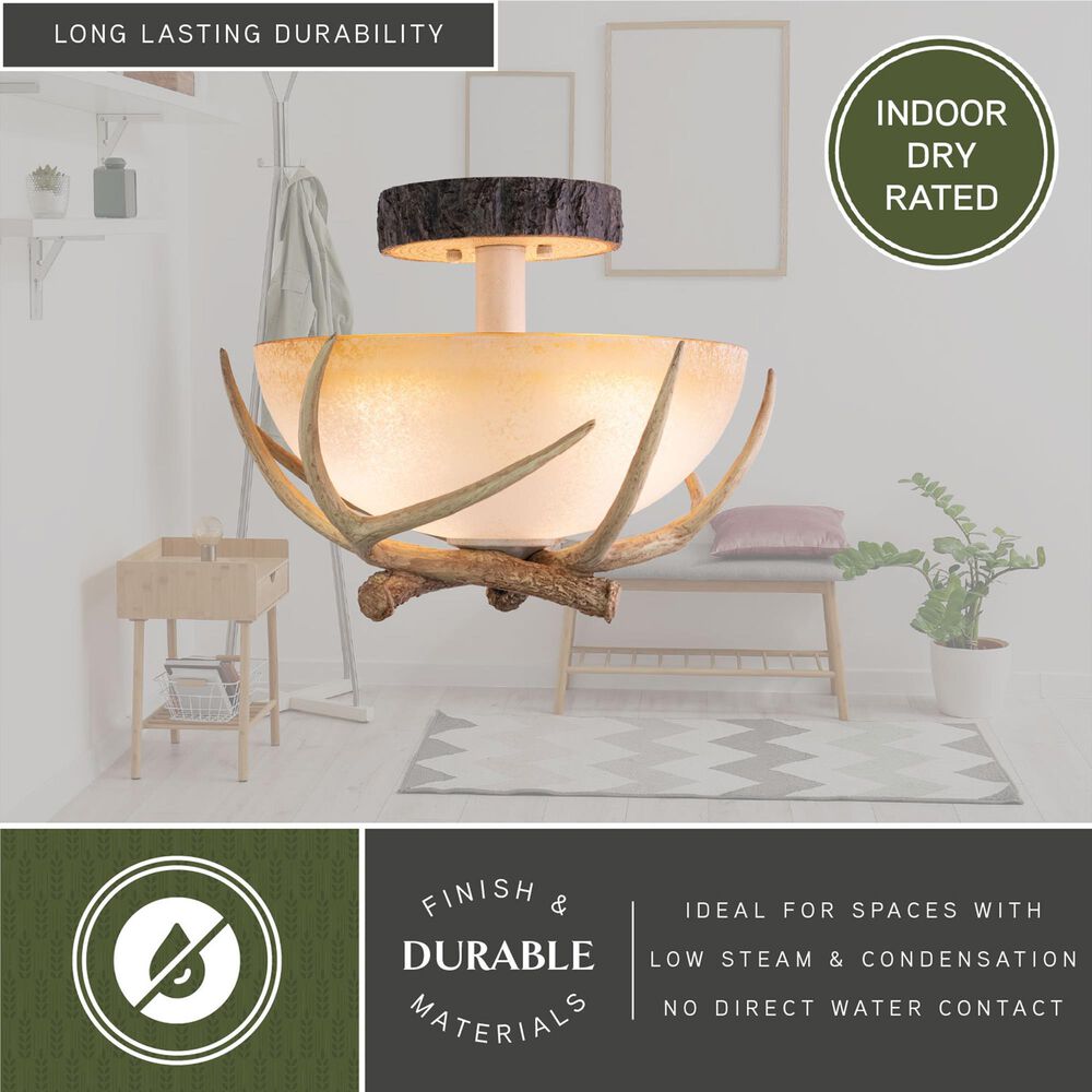 Vaxcel Lodge 3-Light Semi Flush Mount in Noachian Stone, , large