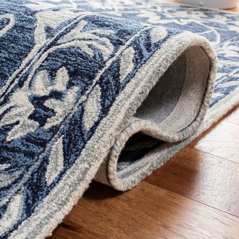 Safavieh Micro-Loop 5&#39; Square Navy and Taupe Area Rug, , large