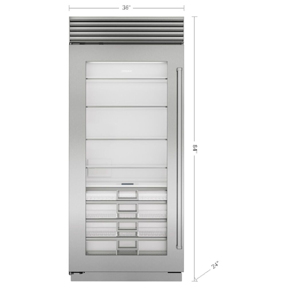 Sub Zero 22.9 Cu. Ft. Classic Left Hinge Built-In Refrigerator with Glass Door and Tubular Handle in Stainless Steel, , large
