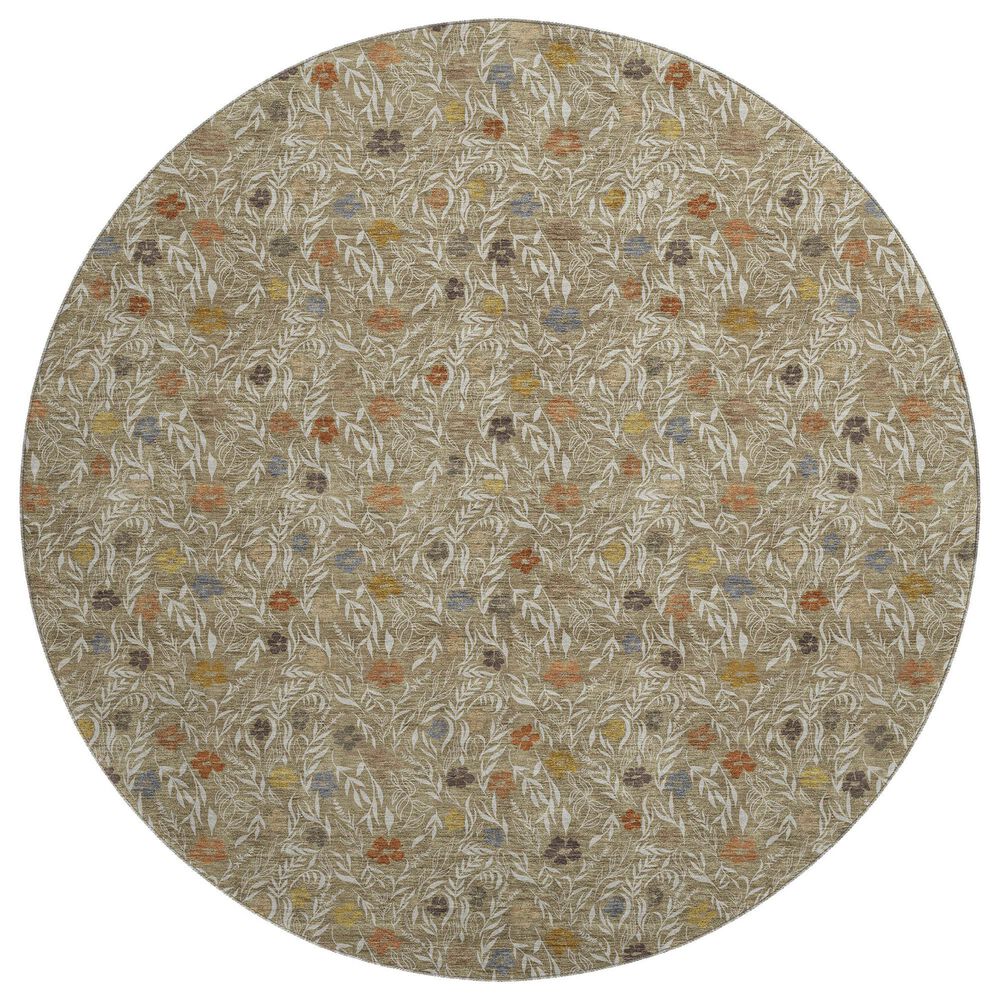 Dalyn Rug Company Soft Essentials Floral Coffee 8" Round Indoor/Outdoor Area Rug, , large