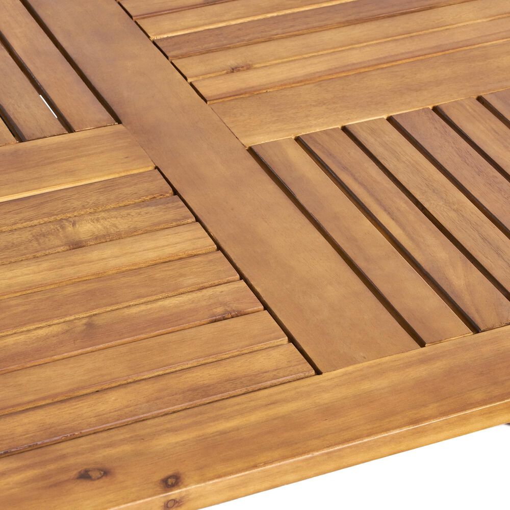 Hearth and Haven 70&quot; Outdoor Oval Dining Table with Slatted Tabletop and Curved Y-Shaped Legs in Teak, , large