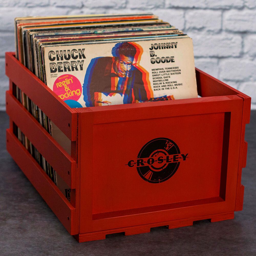 Crosley Furniture Record Storage Crate in Red, , large