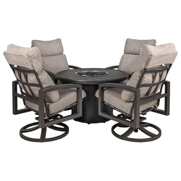 Tropitone Banchetto and Lakeside 5-Piece Round Firepit Chat Set in Graphite, , large