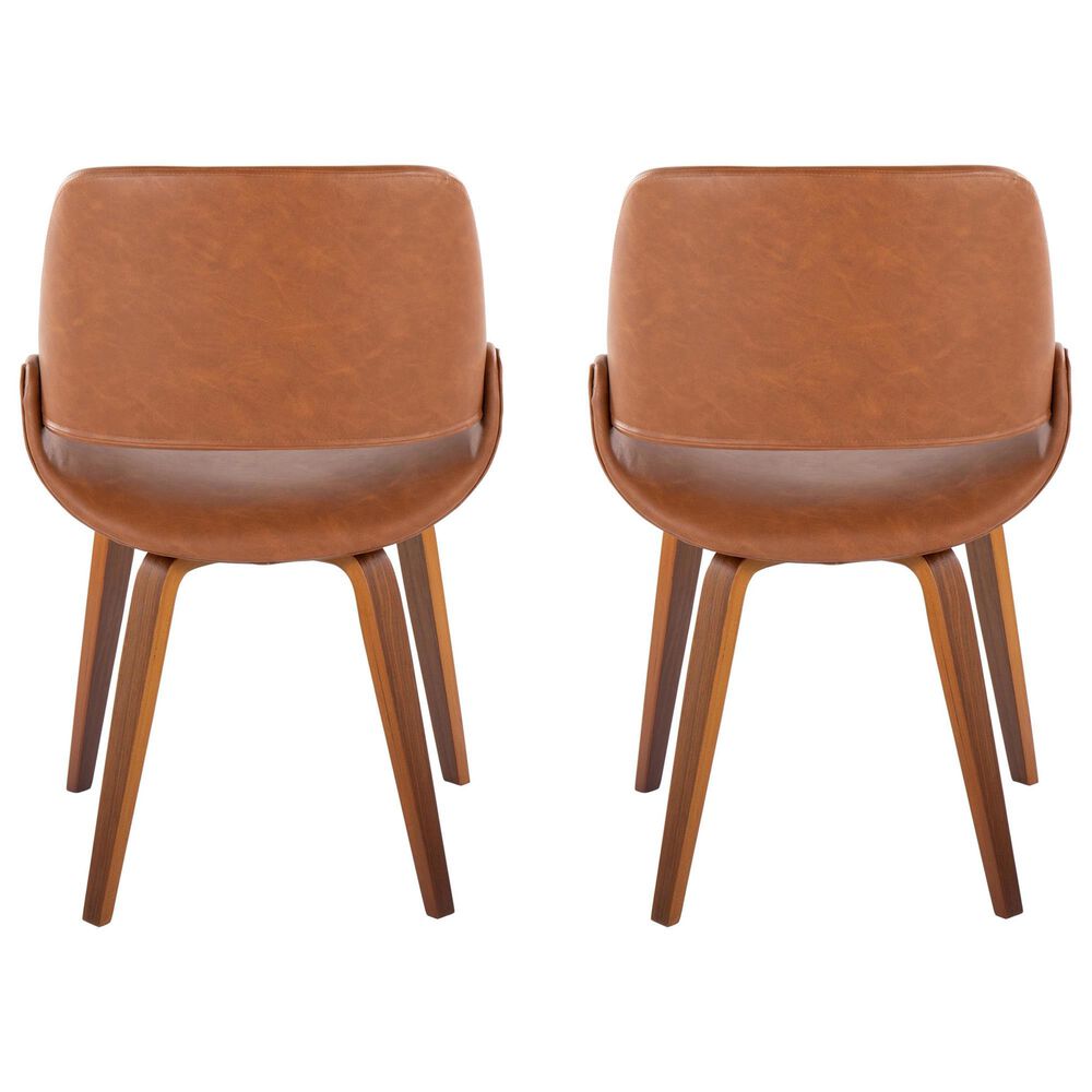 LumiSource Fabrico Mid-Century Modern Dining/accent Chair in Walnut and Camel Faux Leather by LumiSource - Set of 2, , large