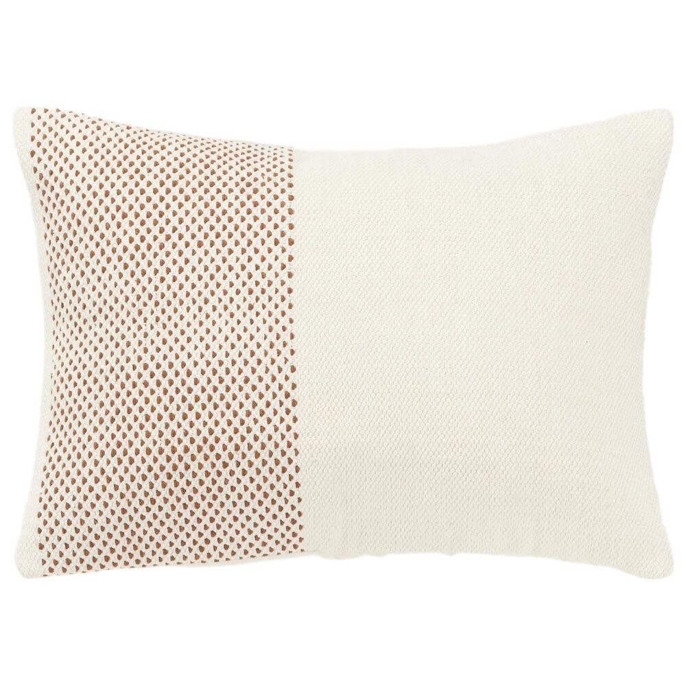 Rizzy Home 14" x 20" Solid Down Filled Lumbar Pillow in Natural and Camel, , large