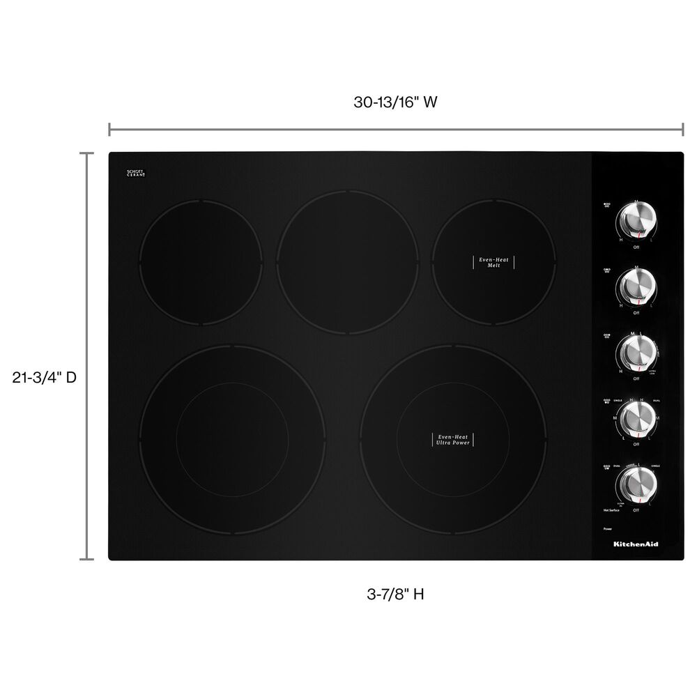 KitchenAid 2-Piece Kitchen Package with Juniper 30" Smart Double Wall Oven and Black 30" Electric Cooktop, , large