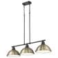 Golden Lighting Duncan 3-Light Pendant with Aged Brass Shade in Matte Black, , large