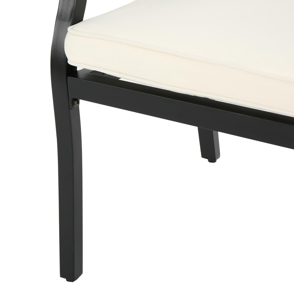Hearth and Haven Outdoor Aluminum Dining Chair with X-Back Design and Ivory Cushion in Black &#40;Set of 2&#41;, , large