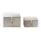 Maple and Jade 2-Piece Handmade Cowhide Decorative Box Set with Snap Front Closure in Gray, , large