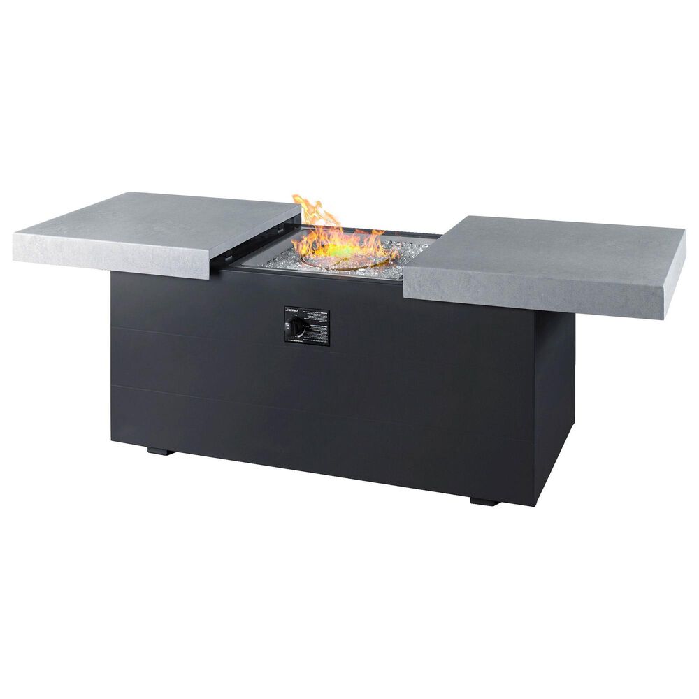 Plank and Hide Rectangular Functional Fire Pit in Black and Concrete, , large