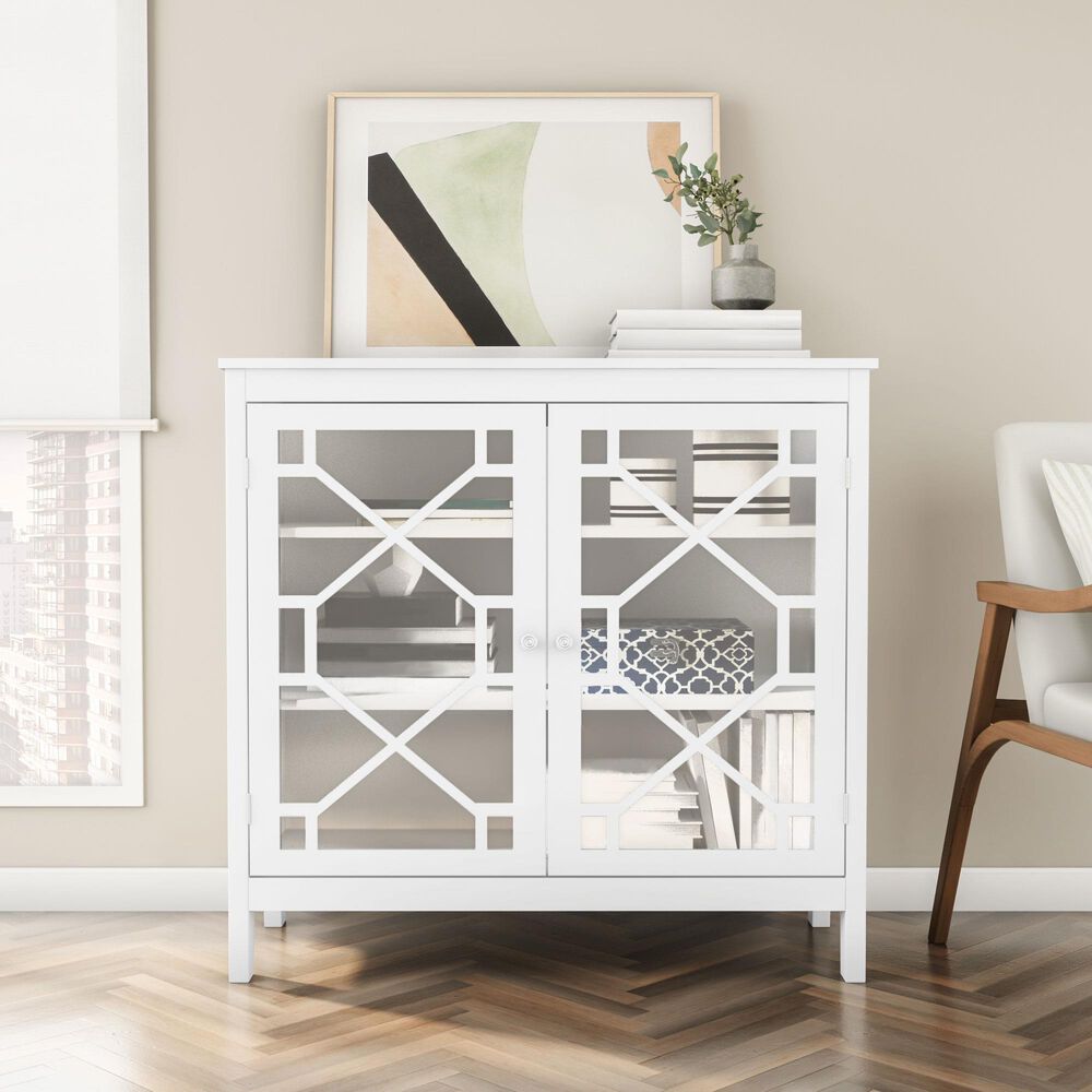 Linon Home Decor Fetti Large Cabinet in White, , large