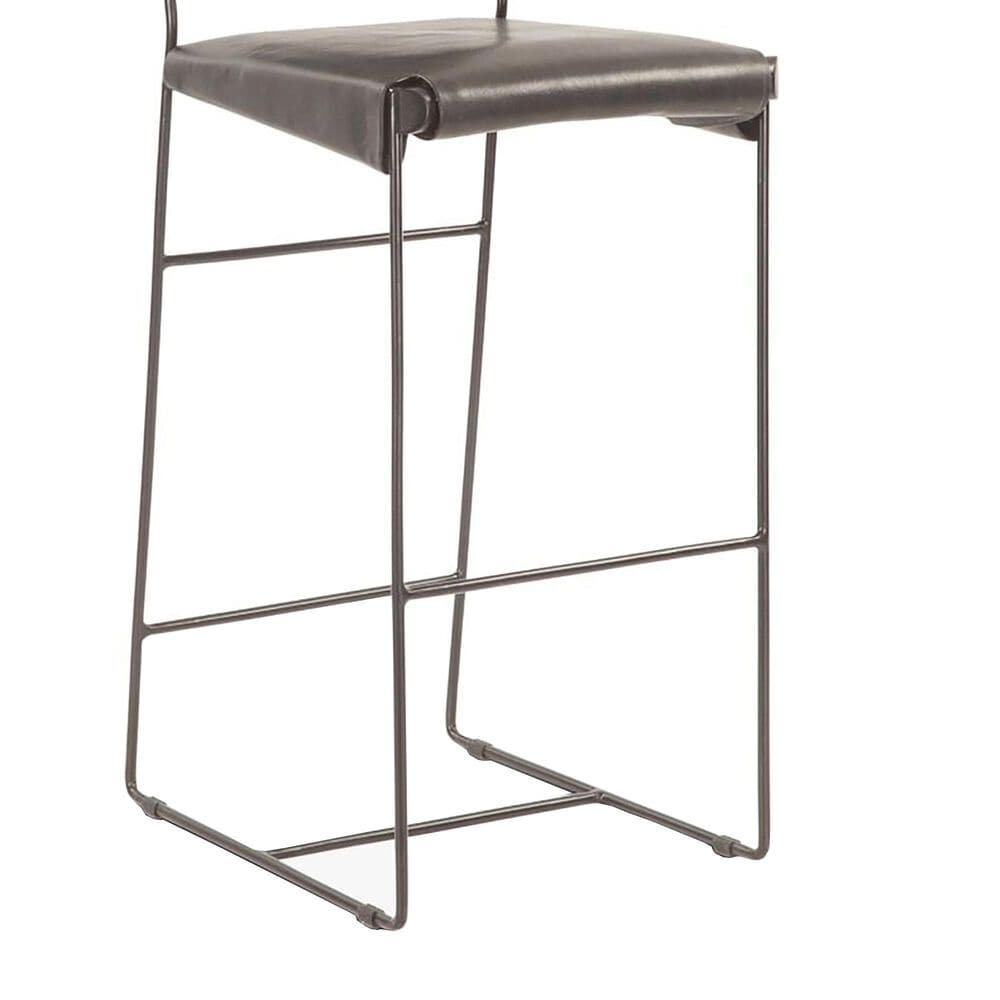Home Trends &amp; Design New York Bar Stool in Powder Coated Black with Top Grain Leather, , large