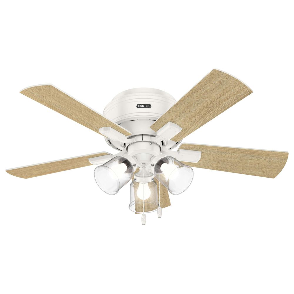 Hunter Crestfield Low Profile 42&quot; Ceiling Fan with Lights in Fresh White, , large